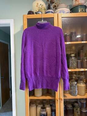 Covington Women's 100% Cashmere Purple Turtleneck Sweater Size XL